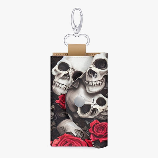 822. Rose and Skull - Black & Red - Key Holder Case