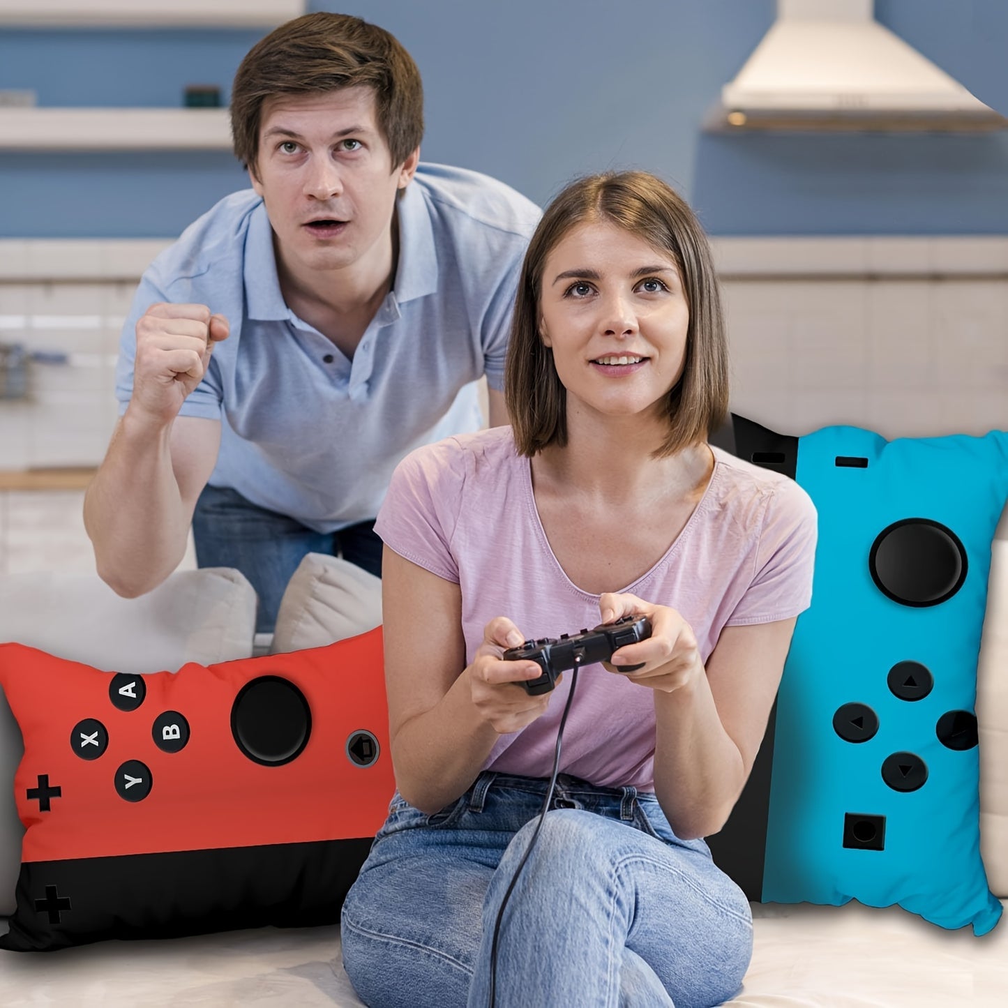 Red & Blue Game Controller Throw Pillow Covers - Rock n Royalty Designs