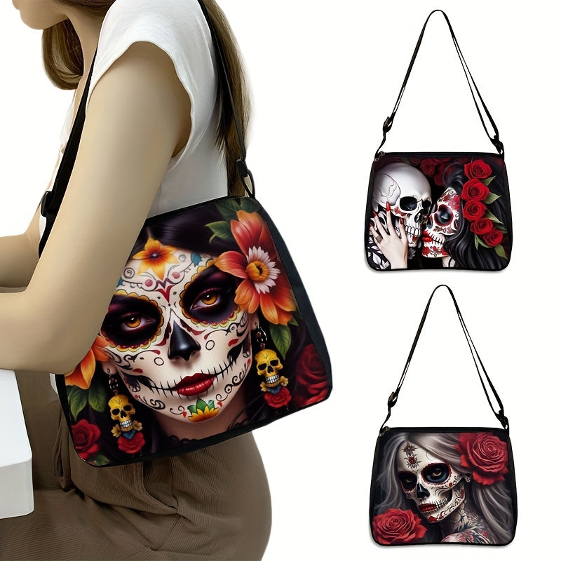 Skull Print Crossbody Bag - Fashion Shoulder Travel Purse - Rock n Royalty Designs